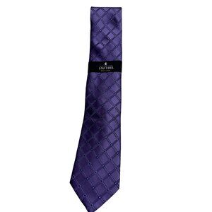 Stafford Big & Tall Purple Checkered Silk Tie